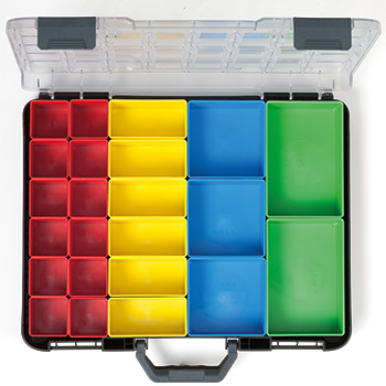 ALUCA T-BOXX E avec 23 boîtes en plastique contrasté