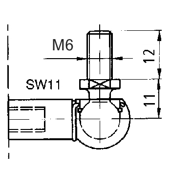 Rotule WG18 Boulon M6 x 13 mm / Boule Ø 10 mm