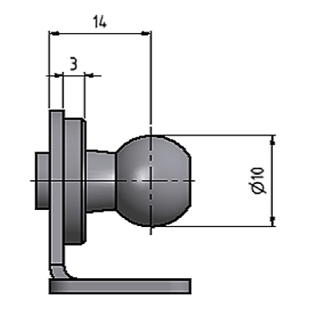 Lagerplatte mit Kugel Winkelbeschlag / Kugel Ø 10 mm