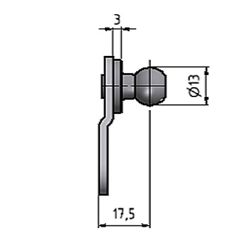 Lagerplatte mit Kugel V4a Seitenbeschlag / Kugel Ø 13 mm
