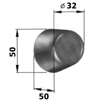 Butée cônique avec tige filetée caoutchouc: Ø 50/32 mm / hauteur 50 mm