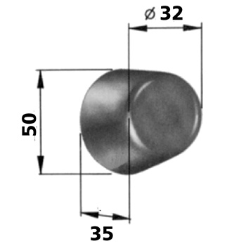 Butée cônique avec tige filetée caoutchouc: Ø 50/32 mm / hauteur 35 mm