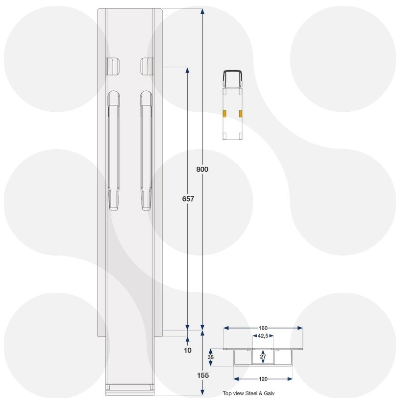 Kinnegrip K20 - Mittelrunge 800 mm Stahl, 1 Riegel