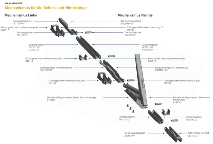 Kinnegrip K20 - Reparatursatz Heckrunge 800 mm links